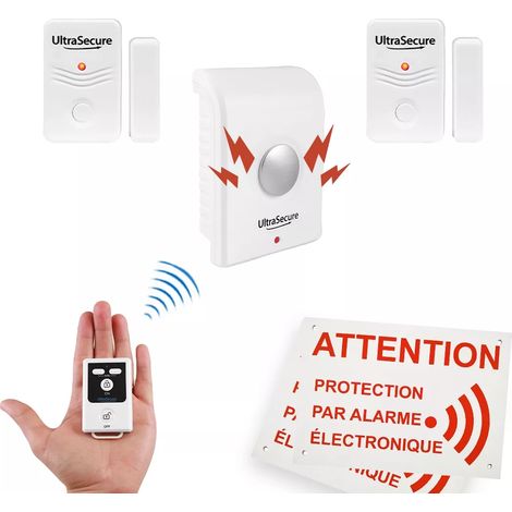 Kit alarme "local agricole" autonome sans-fil - 2 détecteurs ouverture + sirène + télécommande (BT) (1/5)