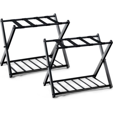 Set di 2 portapacchi pieghevoli 68 x 43 x 58 cm portata 60 kg design moderno in metallo nero 200012482