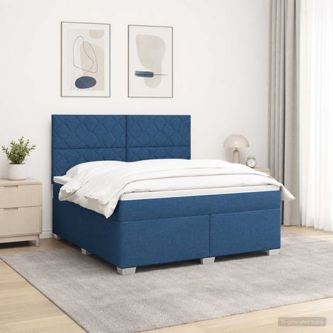 vidaXL Lit boxspring avec matelas Bleu 160 x 200 cm Tissu (1/5)