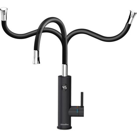 Rubinetto scaldabagno elettrico da 3200 W con display digitale a LED, struttura in acciaio inossidabile, rotazione a 360°, impermeabile IPX4. (1/4)