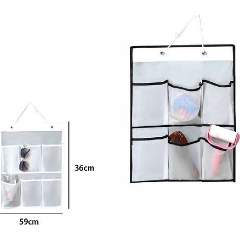 TrAdE Shop Traesio - Porta Oggetti Organizer Appendere Parete 6 Tasche In Tessuto Bagno Camera 69591 -