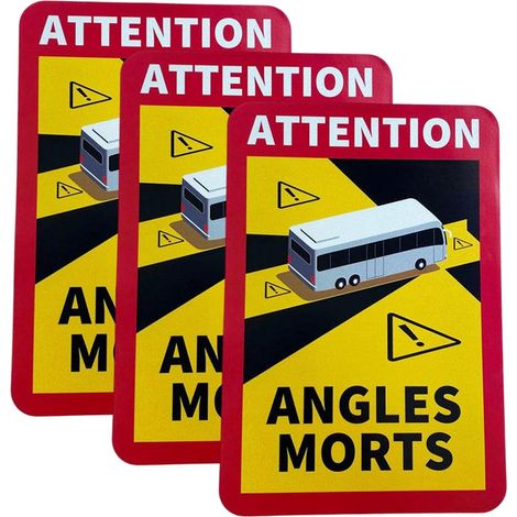 Autocollant Angle Mort - 17 x 25 cm - Résistant Aux Intempéries Et Aux UV - Magnétique - Pour Bus Camping-Car Et Camions - Lot De 3 (1/5)