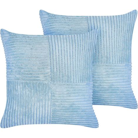 Set di 2 cuscini da lancio Cuscini decorativi in velluto a coste 43 x 43 cm Blu Millet