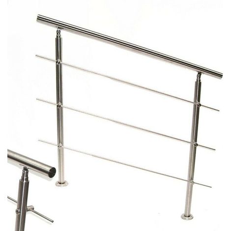Edelstahl Treppengeländer 100 Handlauf Geländer Balkongeländer 3 Querstäbe 57206 (1/5)