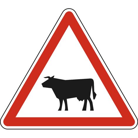 Panneau de signalisation danger - Passage d'animaux domestiques - Triangulaire - Gamme Ecolign - Classe 1 - 500mm