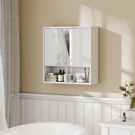 Meuble de Salle de Bain Mural, Placard avec Portes à Fermeture Amortie, Étagère Réglable (1/5)