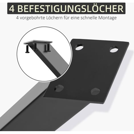 Pieds de table en acier noir forme X, 72 cm, pour table repas, bureau, table basse ou structure de table