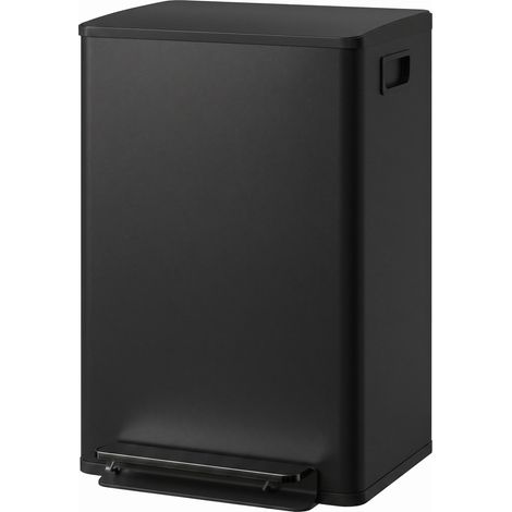 Poubelle Cuisine 50 Litres Poubelle à Pédale Acier Inoxydable Noir (1/5)