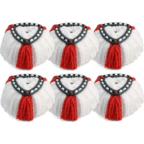 Set di 6 ricariche Easy Wring Turbo, Vileda, per mocio rotativo 2 in 1, bianco/rosso (1/3)