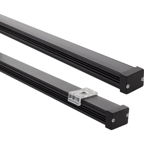 Profilé Aluminium Étanche IP65 En Saillie 2 m pour Rubans LED jusqu'à 10 mm Noir 2 m Noir translucide (1/4)