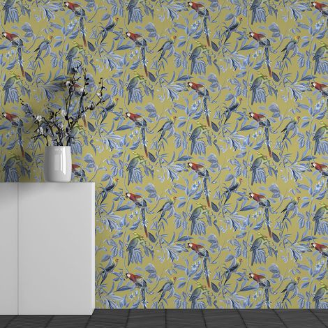 Papier peint panoramique - Motif Fleurs Oiseaux - 130 cm x 81 cm (1/3)