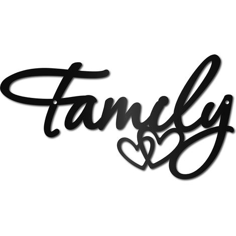 Famille Décoration Murale Métal Silhouette Murale Noire Suspendre Décoration Murale Fil Fer Sculpture Décoration Signe Découpé Ornement Béni Minimaliste pour Ferme Intérieur Maison 16x30cm (1/5)