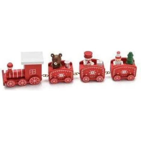 Décoration de fête - - Train de Noël - Bois - Rouge - Ambiance chaleureuse (1/4)