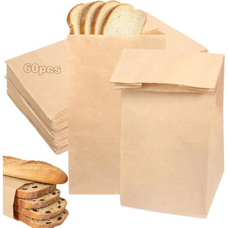 60 Kraftpapiertüten, 30 x 15,5 x 10 cm, Geschenktüten aus Papier, Kraftpapierbeutel, braune Geschenktüten, Geschenktüten für Geburtstage, Kinderpartys, Bastelarbeiten, Hochzeiten, Weihnachten