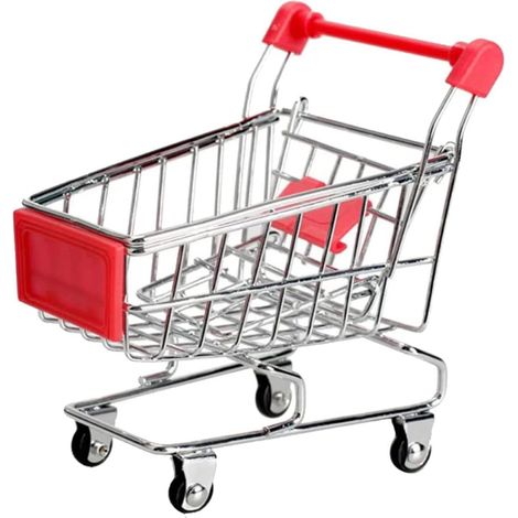 Mini chariot de courses, modèle de chariot pratique, jouet de rangement, jouet décoratif, rouge. (1/5)
