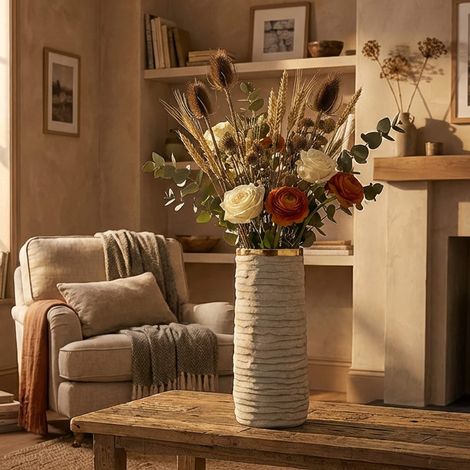 Vaso Fasezaha, Finitura Naturale, Beige, Colore Struttura oro