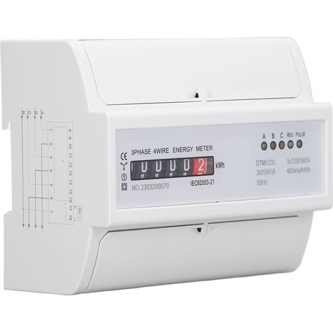 Digitaler Stromzähler 7P 3-Phasen-Energiezähler DIN-Schienenmontage 220 V oder 380 V 20 A bis 80 A (1/5)