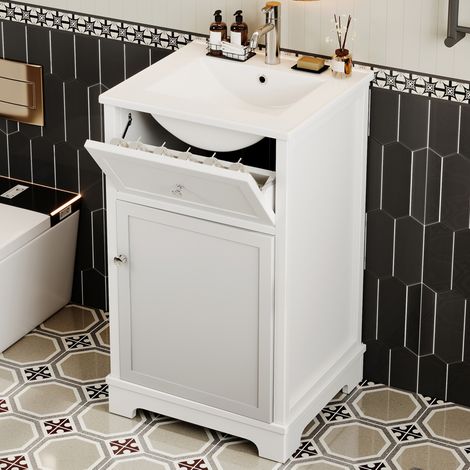 Waschtischunterschrank mit Waschbecken 51x46x87 cm MDF OKMYHOME (1/5)