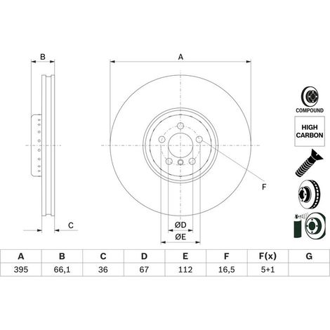 Disque de frein BOSCH 0 986 479 H12 BMW 34 10 6 887 398 34 11 6 860 920