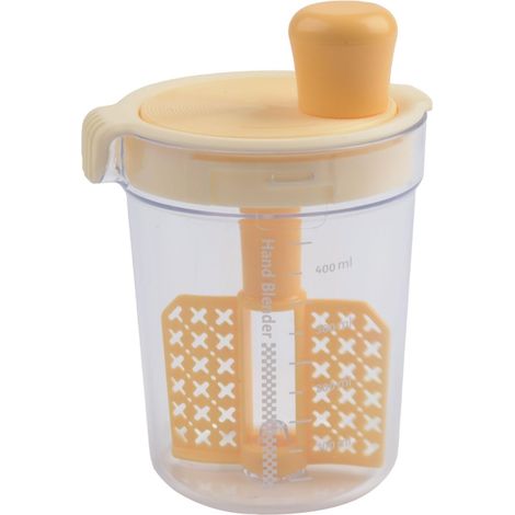 Sollbry Tasse mélangeuse à main avec balance et couvercle de vidange,pour mixeur manuel de sauce en polypropylène pour vinaigrettes,batteur à œufs,jaune (1/5)