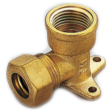 Raccordo curvo femmina con flangia a 3 fori a compressione con tenuta o-ring, diametro 1/2x12