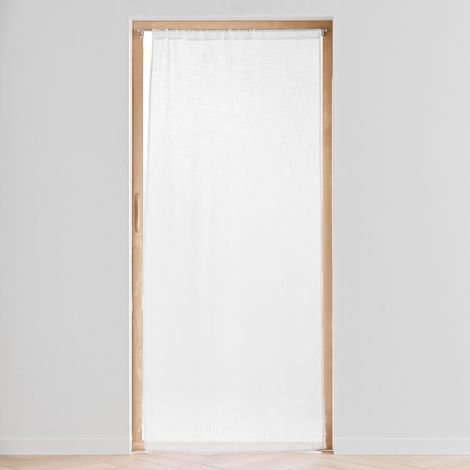 Douceur D'Intérieur – Panneau passe tringle 90 x 200 cm effet lin tissé blanc – Tissu léger et texturé – Installation facile avec passe-tringle intégré