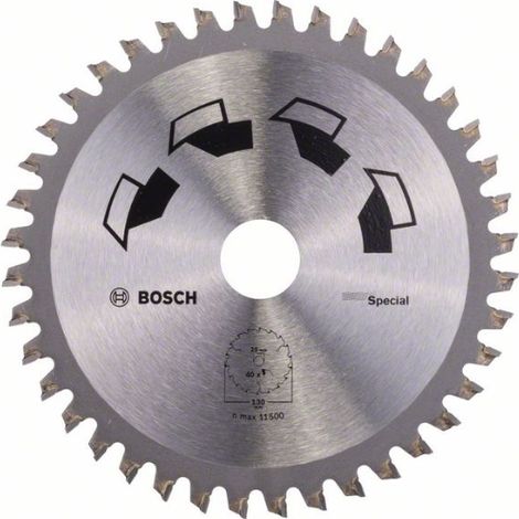 Bosch 1x Hoja de Sierra Circular Special (para Madera, Metales no Ferrosos, Plásticos, Ø 130 x 2.2/1.6 x 20/16 mm, 40 Dientes, FT, con 1x Anillo de Reducción 16 mm, Accesorios Sierras Circulares) (1/4)