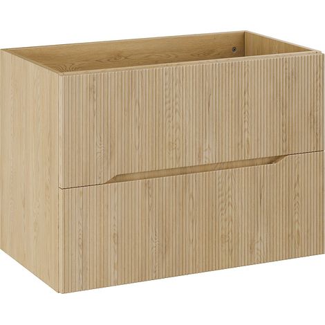 Meuble sous vasque suspendu strié - Naturel clair - L80 cm - ORISO