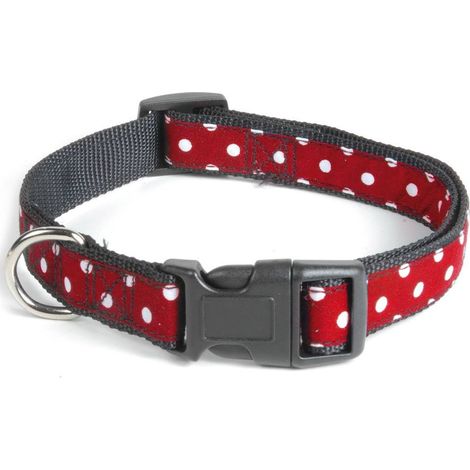 Collare in nylon con fibbia in plastica rigida Linea Pois per cani: 1,6 x 30-45 cm Collare - Fucsia