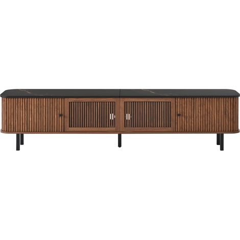 Meuble TV moderne en MDF et PB, 190 x 35 x 45 cm, couleur noyer (1/5)