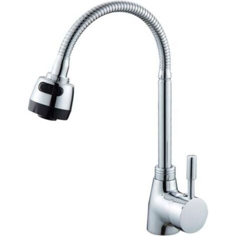 Multifunktionale Küchenarmatur für Warm- und Kaltwasser. Kreative Küchenarmatur aus Chrom. (1/4)