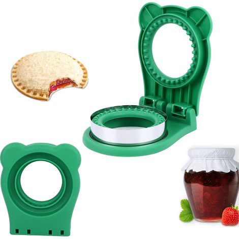 Runder Ausstecher mit Handschutz, Backwerkzeug aus Edelstahl für Kuchen, Kekse, Toast, gefüllte Teigtaschen, Brotformen, grün. (1/5)