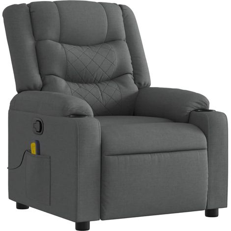 Poltrona relax TV funzione massaggio 6 punti massaggio reclinabili in tessuto grigio scuro DEC026940