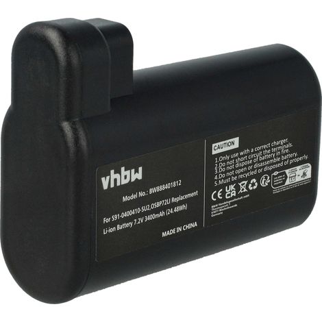 vhbw 1x batteria sostituisce AEG S91-0400410-SU2, OSBP72LI per aspirapolvere nero (3400mAh, 7,2V, Li-Ion)
