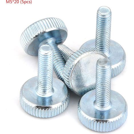 Vis à tête moletée plate en acier au carbone zingué M5 (M520 5 pièces) (1/5)