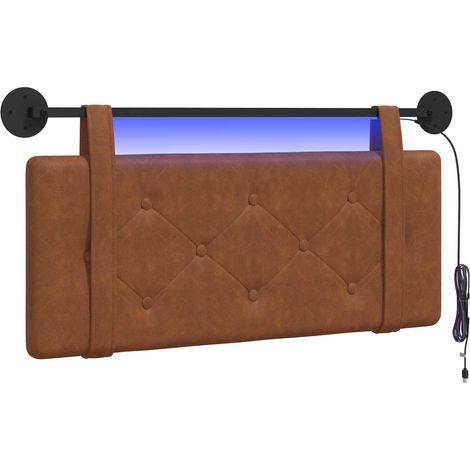 Testiera Testata del letto sospesa Con luce LED Marrone PU Antico (1/5)