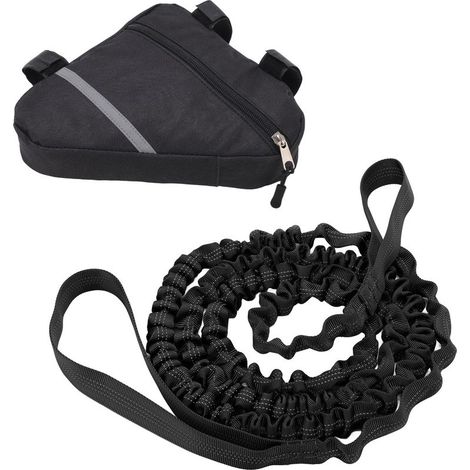 Corde de remorquage pour vélo, sangle de traction VTT, attache de remorque familiale, lot de cordes noires pour sorties extérieures (1/5)