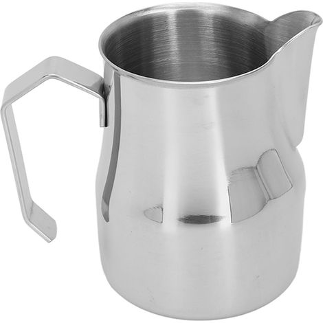 Pichet à lait mousseur à café en acier inoxydable 304, 350 ml, avec sortie olecranon et finition argentée. (1/5)