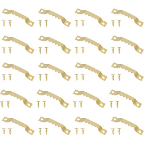 Ganci per cornici da parete, ganci per foto, ganci a dente di sega, ganci a dente di sega a doppio foro, 20 pezzi con viti