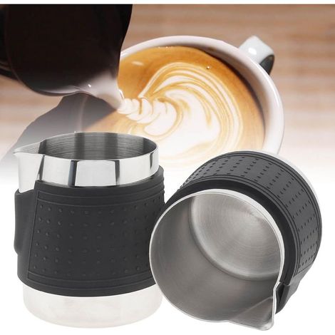 Set aus 2 Edelstahl-Milchkännchen mit rundem Ausgießer für Espresso – 350 ml (1/5)