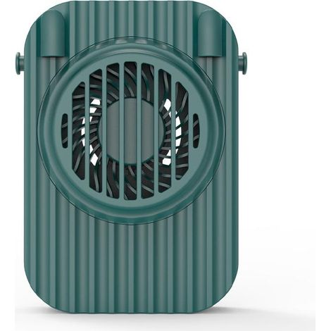 Mini ventilateur USB portable, ventilateur de cou personnel rechargeable à double flux avec 3 vitesses réglables, idéal pour le bureau, le camping et les voyages. Vert. (1/5)