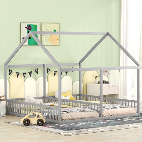 letto struttura 90x200 doppio con sponde grigio OKMYHOME (1/5)