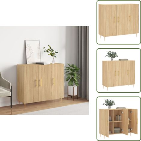 The Living Store - Sideboard Sonoma-Eiche 90x34x80 cm Holzwerkstoff