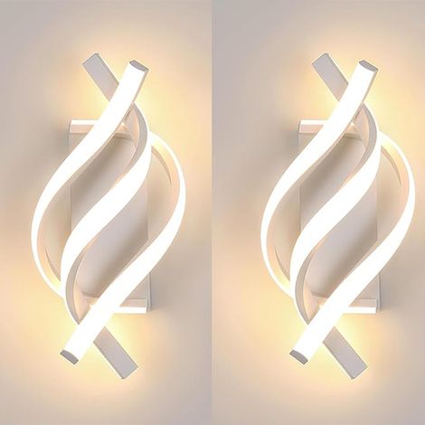 Applique murale LED blanche, éclairage d'intérieur, design spirale, éclairage décoratif vertical, éclairage intérieur - Lumière chaude 3000 K -2pièces (1/5)