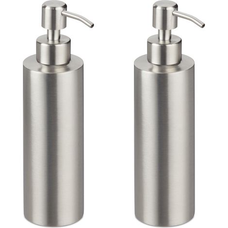 Set dispenser di sapone liquido, acciaio inossidabile, 300 ml
