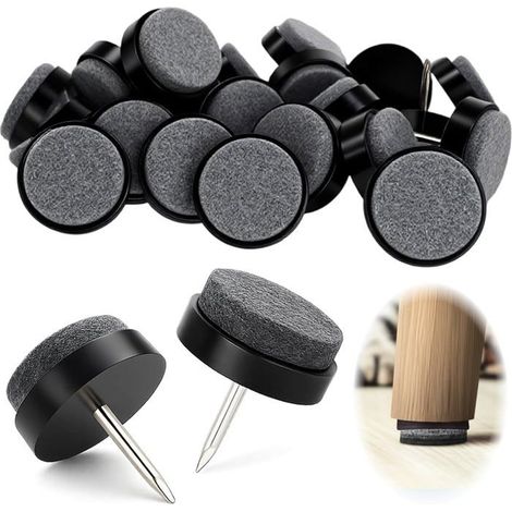 HOXILEELEO - 24PC Patins en Feutre pour Meubles Ø22mm,Patin Meuble à Clouer en Feutre Épais 4mm,Tampon Chaise Antidérapant,Protège Pied (1/5)