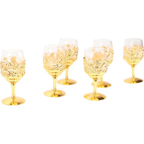 6-teiliges Set Vintage-Weingläser mit Blumenprägung, transparente Glas-Wassergläser (1/5)