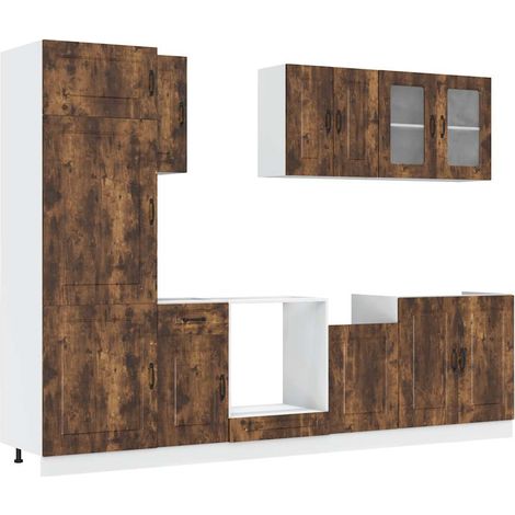 Maison Exclusive - Mueble cocina Kalmar roble ahumado 8 pzas made