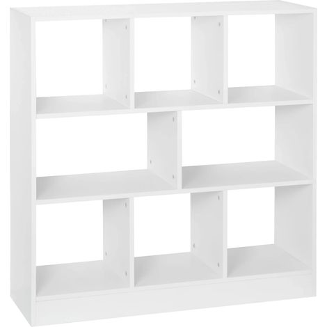 Étagère cube de rangement blanc en panneaux mélaminés E1 97,5 x 30 x 100 cm avec 8 compartiments ouverts (1/5)