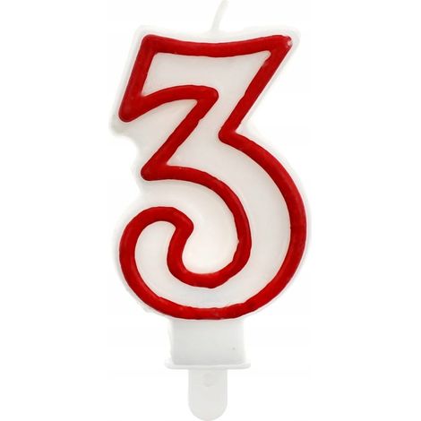 Candela numero 3 con contorno rosso (1/3)